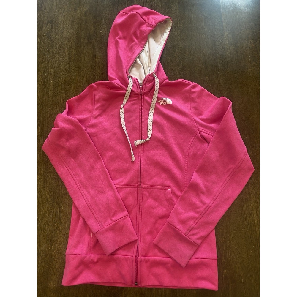 The North Face Hoodie Women's XS Pink Zip Logo Graphic Casual Sweatshirt